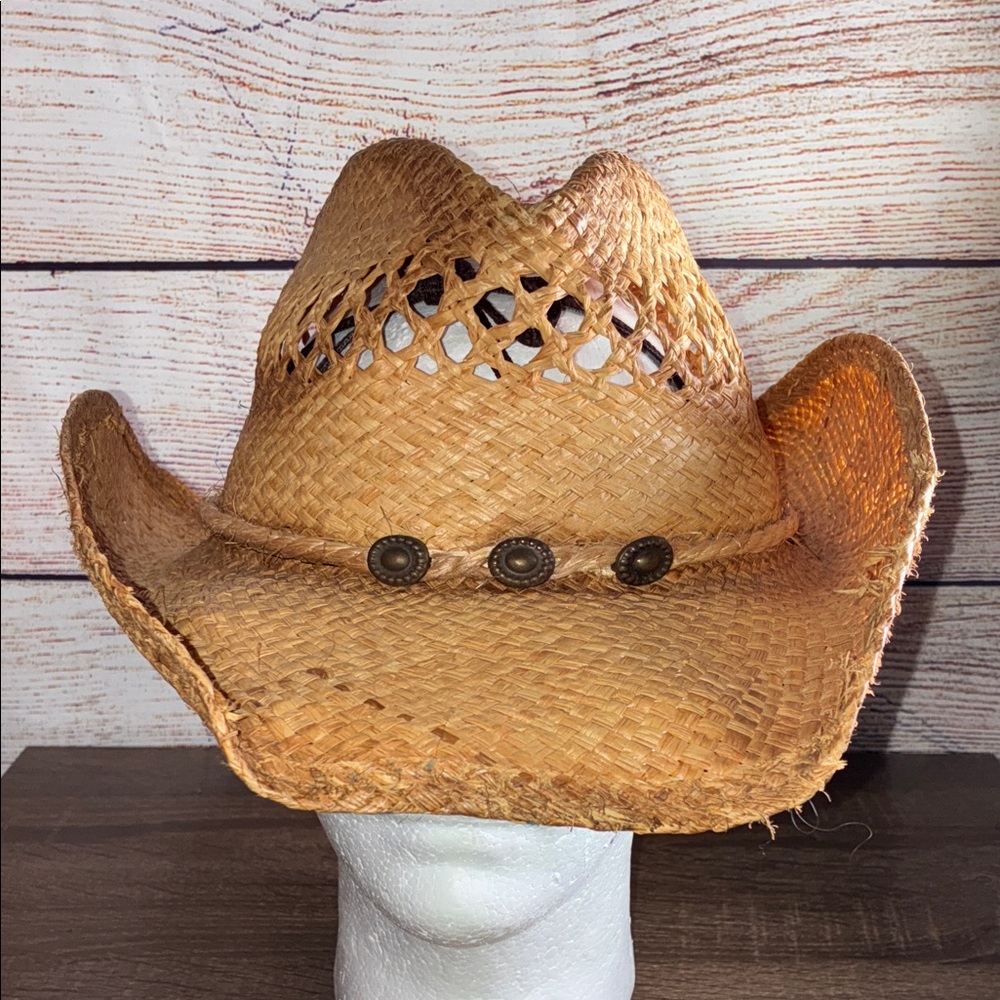 Pre Owned Charlies Natural Straw Hat Large